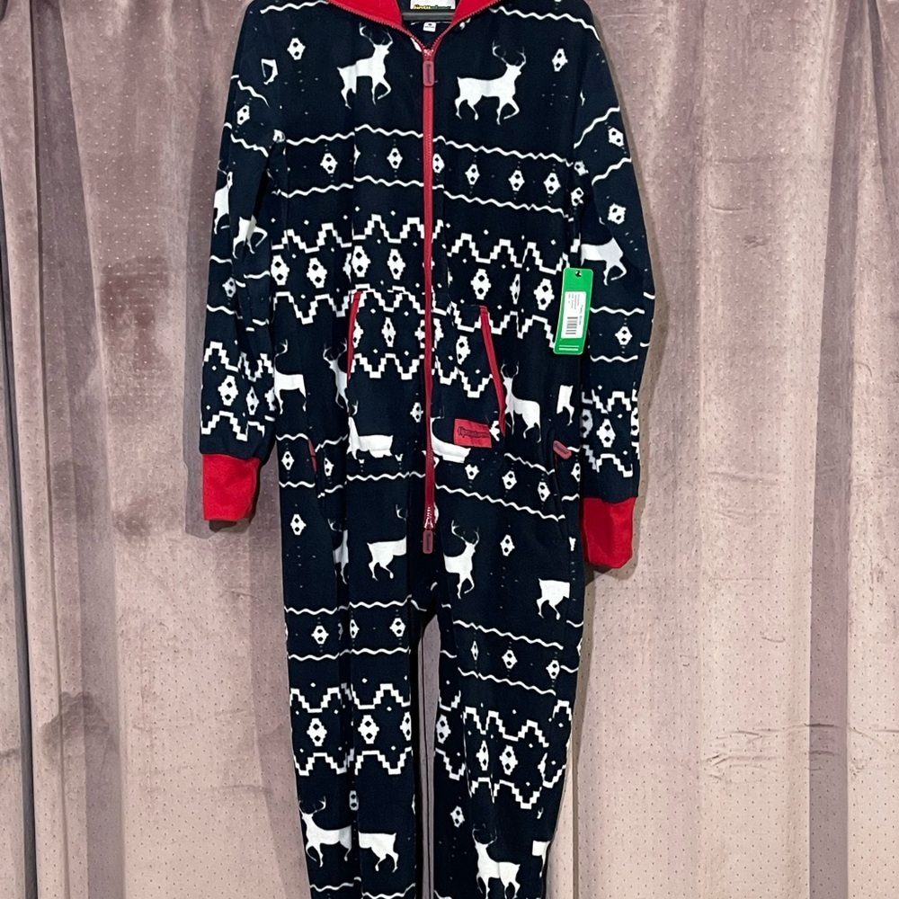 Tipsy Elves Reindeer One Piece - Navy and Red